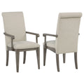Cresswell Upholstered Dining Arm Chair Tan (Set of 2)