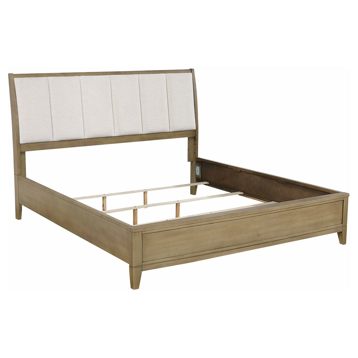 Granada Upholstered Panel Bed Natural Pine — Brown King