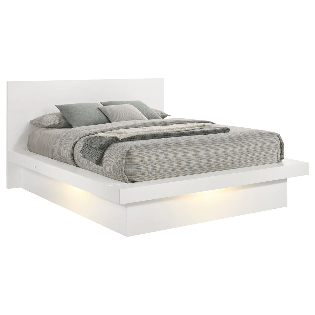 Jessica Wood LED Panel Bed Snow White — White Queen