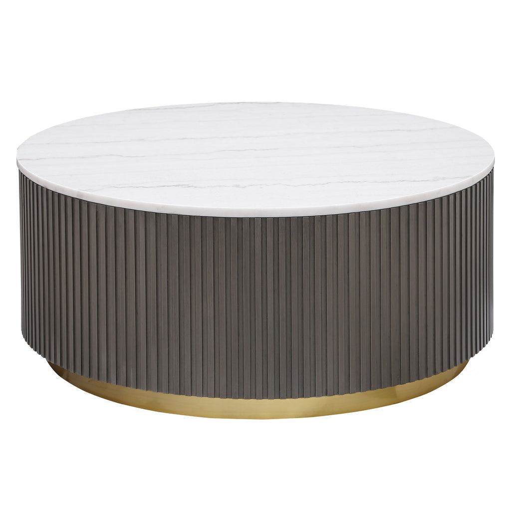 Jason Round White Marble Top Coffee Table Charcoal