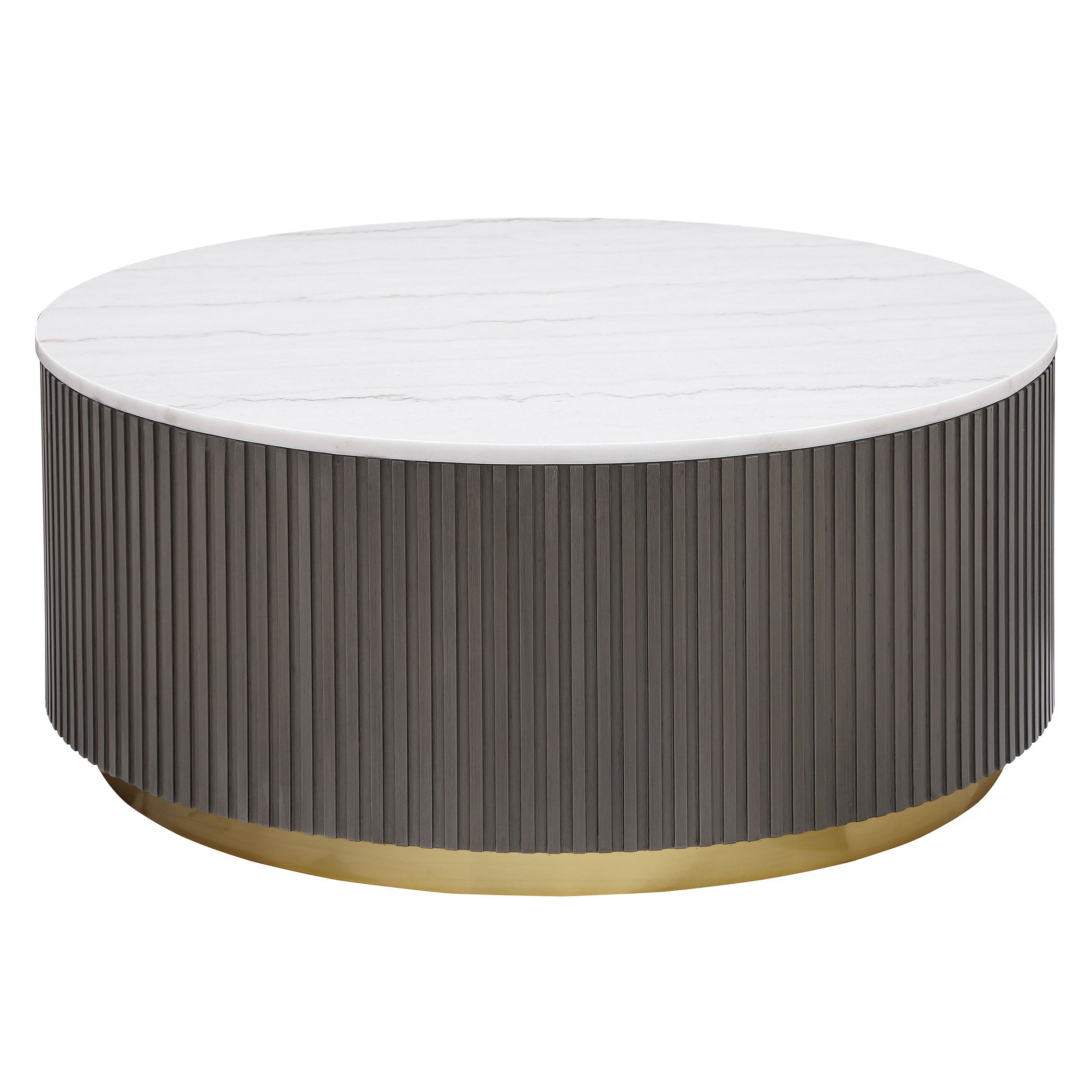 Jason Round White Marble Top Coffee Table Charcoal