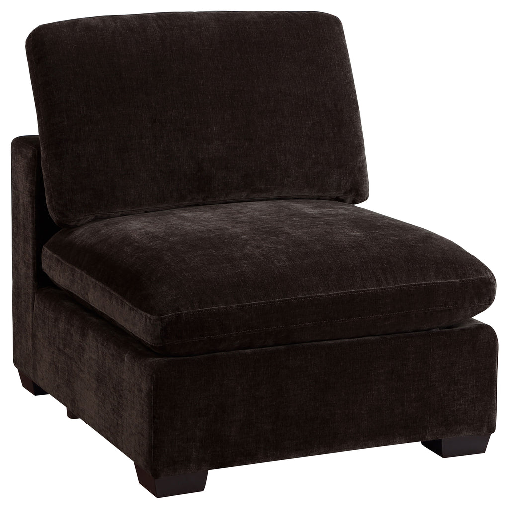 Cloud Lux Upholstered Armless Chair Dark Chocolate