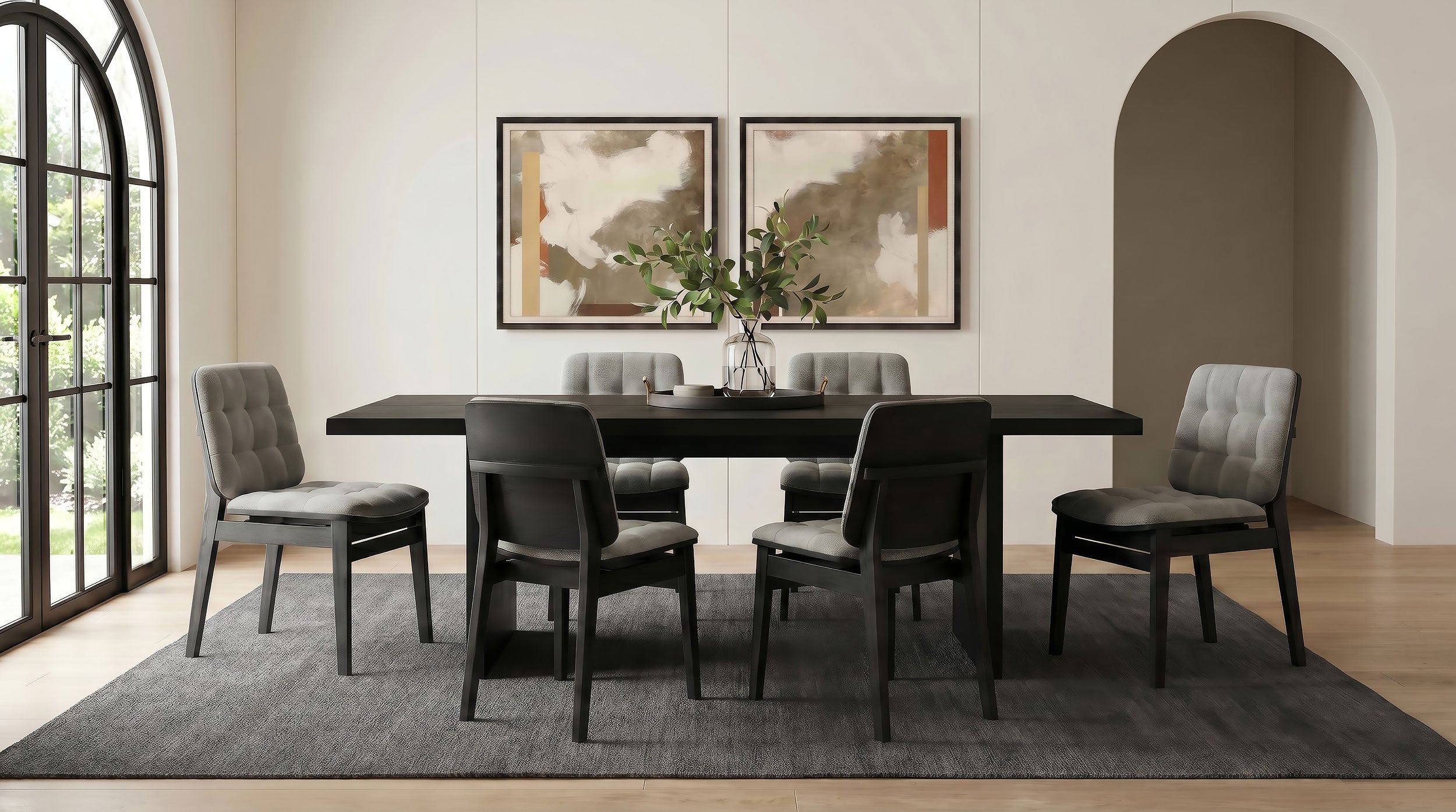 Decker 7-piece 82-inch Rectangular Dining Set Grey and Black