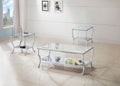 Saide 3-piece Glass Top Coffee and End Table Set Chrome