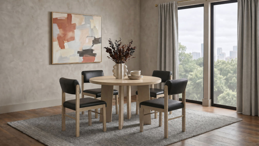 Strouse 5-piece Dining Set Black and Natural Oak