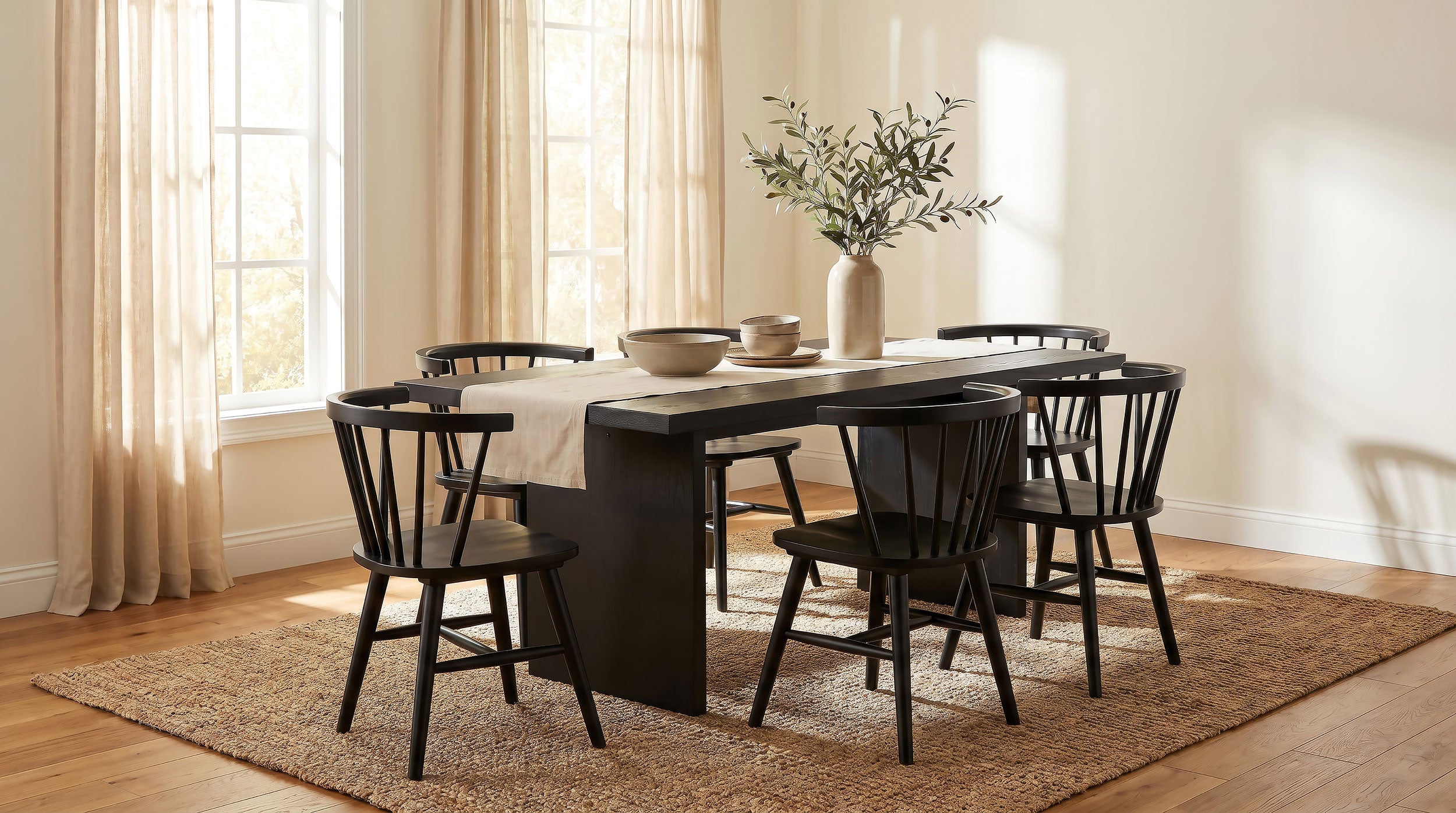 Decker 7-piece 82-inch Rectangular Dining Set Black