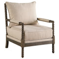 Blanchett Upholstered Bobbin Accent Chair Beige and Distressed Brown