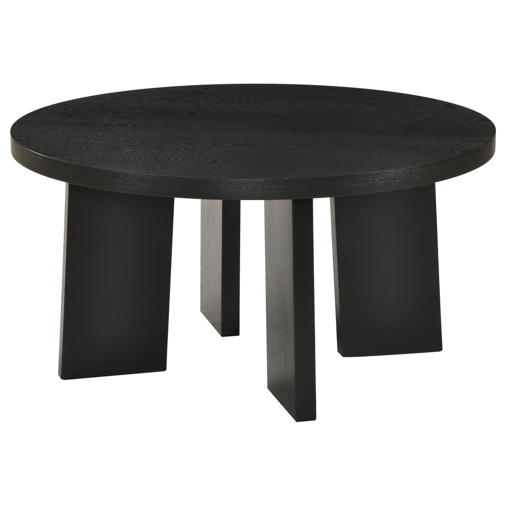 Strouse 47-inch Round Wood Coffee Table Black