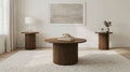 Hamlyn 3-piece Round Fluted Coffee and End Table Set Walnut