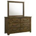 Doherty 6-drawer Dresser with Mirror Rustic Brown