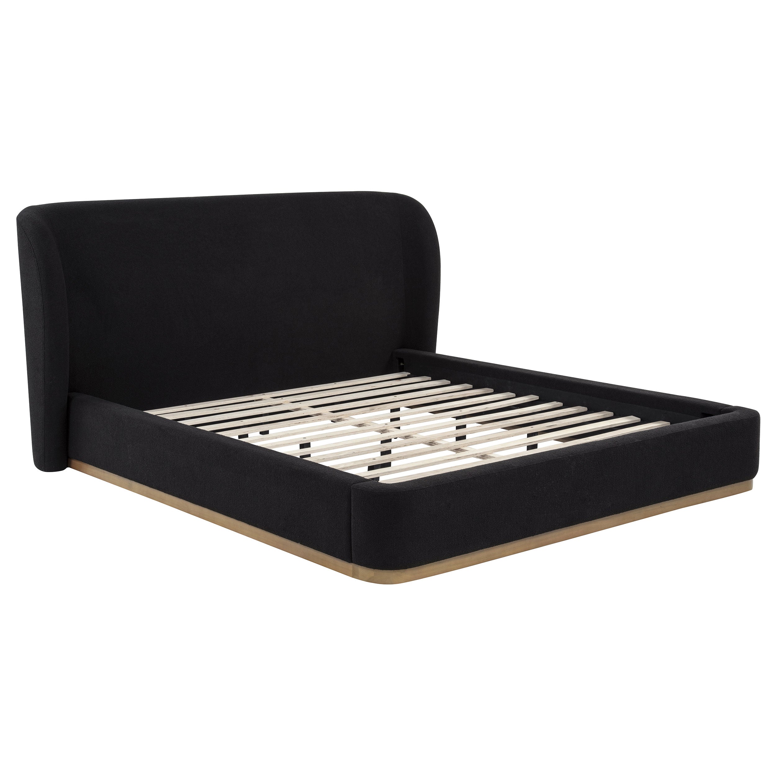 Blaire Upholstered California King Wingback Platform Bed Black