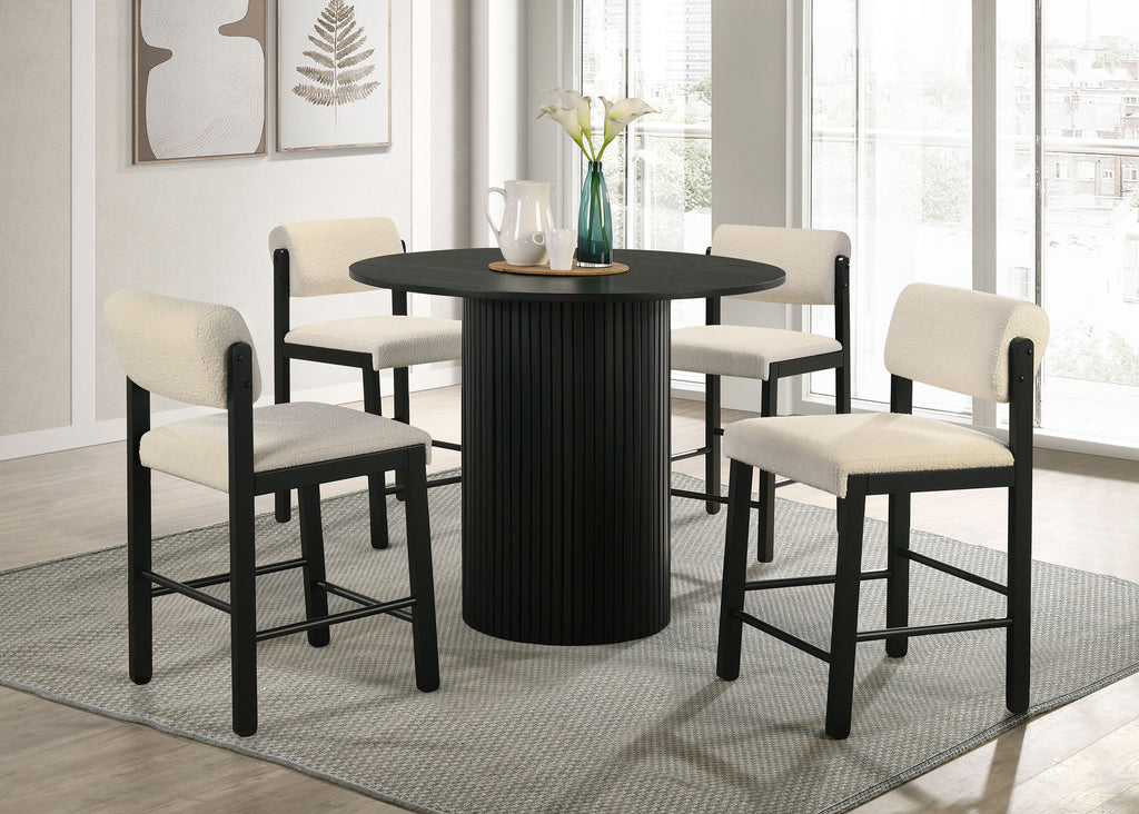 Hamlyn 5-piece Round Wood Counter Height Dining Set Cream and Black