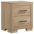 Arielle 2-drawer Bedroom Nightstand with Casters Light Oak