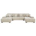 Cannella U-Shaped Double Chaise Upholstered Sectional Sofa Beige