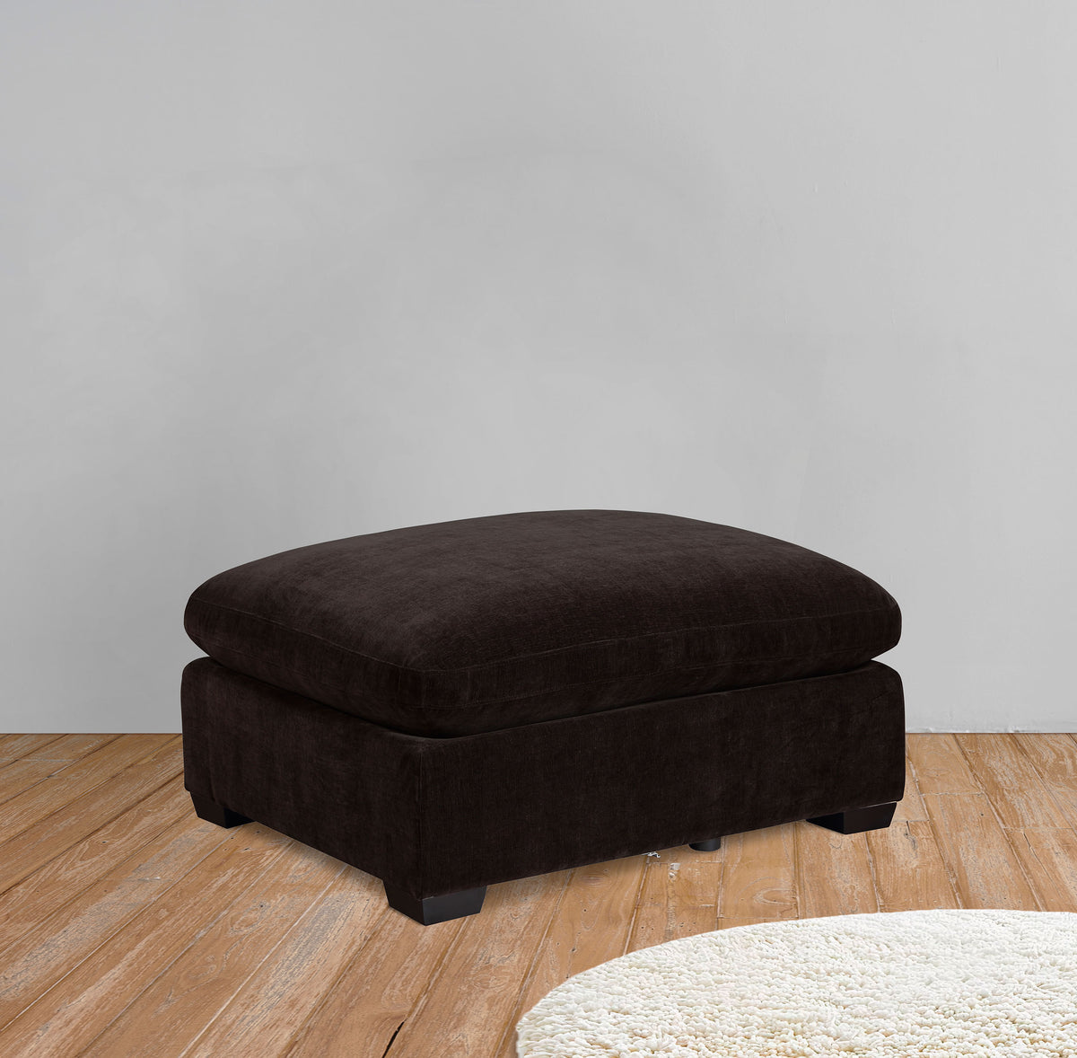 Cloud Lux Rectangular Upholstered Ottoman Dark Chocolate