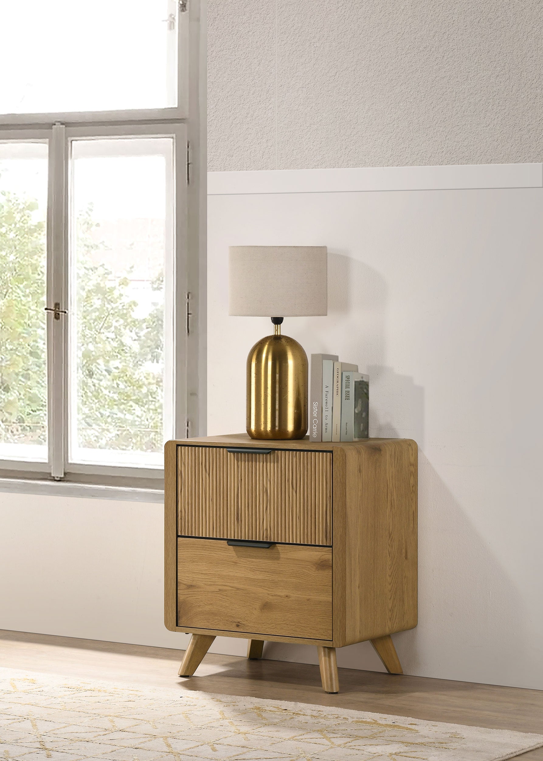 Bennett 2-drawer Bedroom Nightstand Bedside Table Light Oak