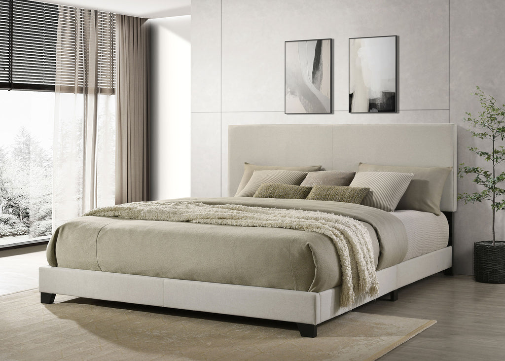 Dorian Fabric Upholstered California King Panel Bed Cream