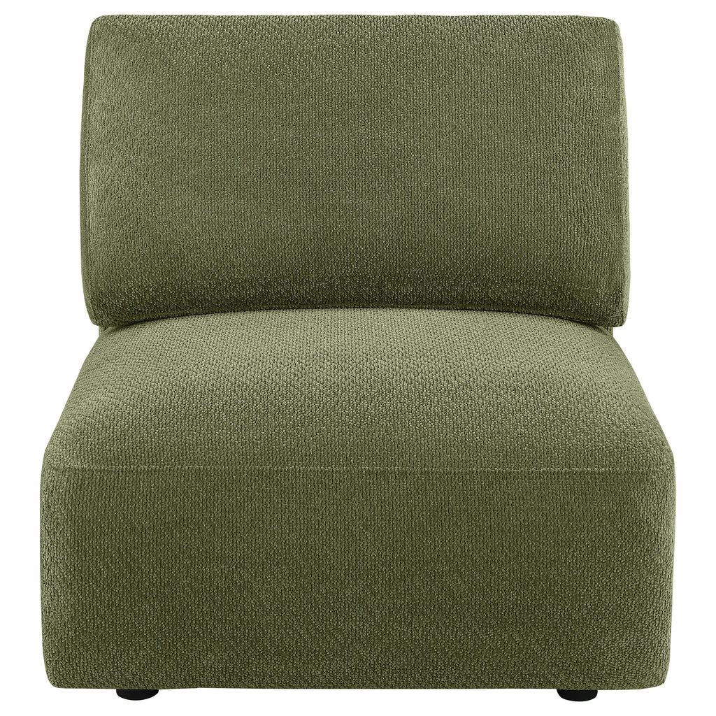 Elysia Fabric Upholstered Modular Armless Chair Green