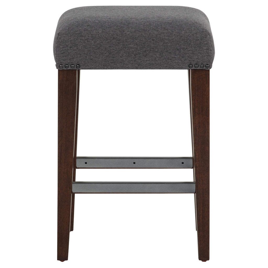 Naser Upholstered Counter Stool Grey and Dark Walnut (Set of 2)