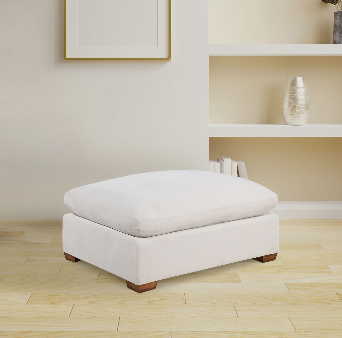 Cloud Lux Rectangular Upholstered Ottoman Sand Beige