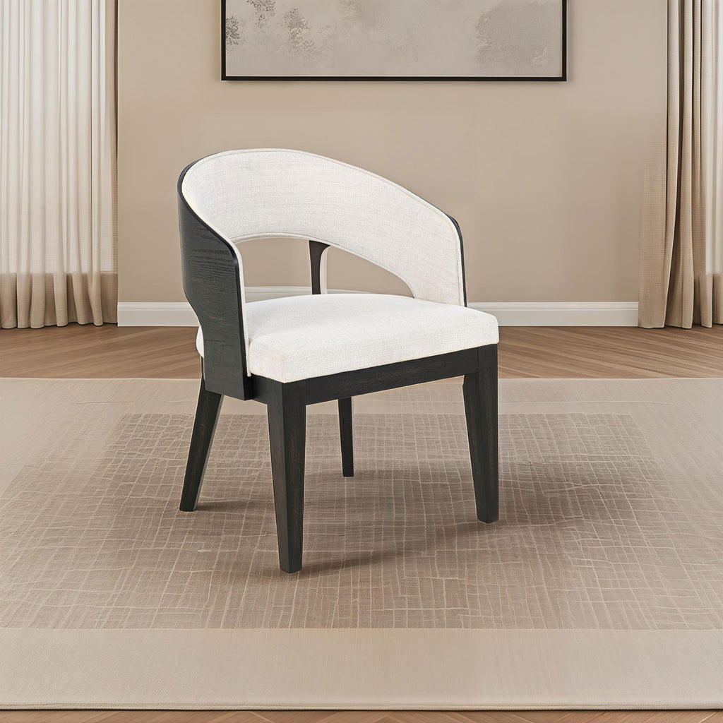 Leandro Upholstered Dining Arm Chair Cream (Set of 2)