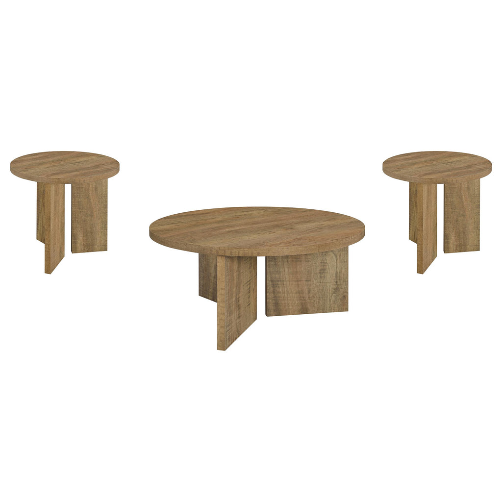 Aragon 3-Piece Round Coffee and End Table Set Mango