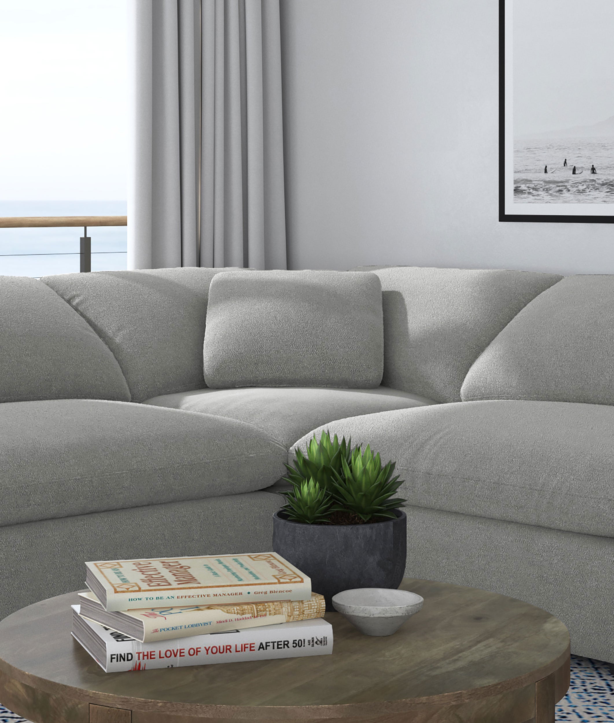 Raleigh Boucle Upholstered Corner Chair Grey