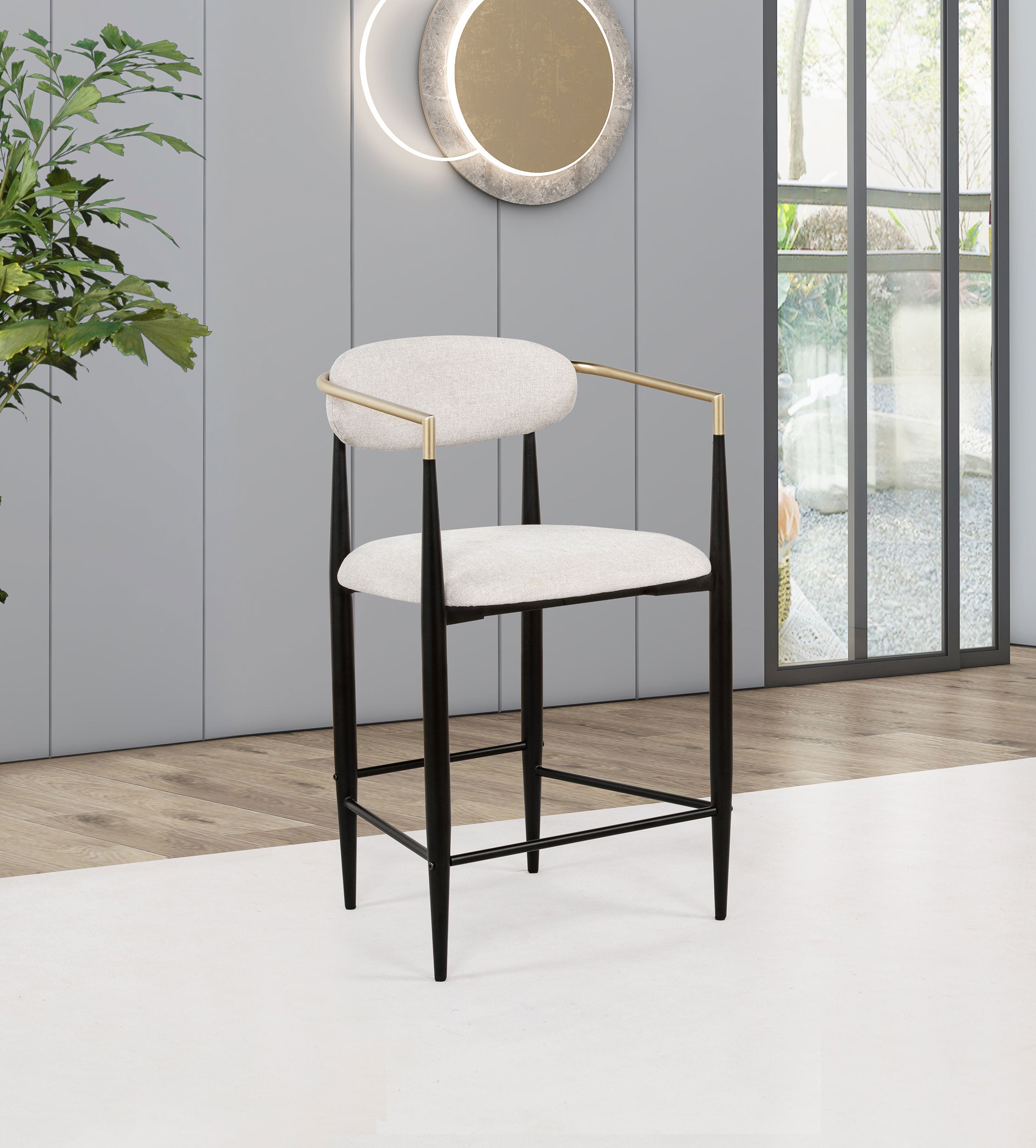 Tina Fabric Upholstered Counter Chair Beige (Set of 2)