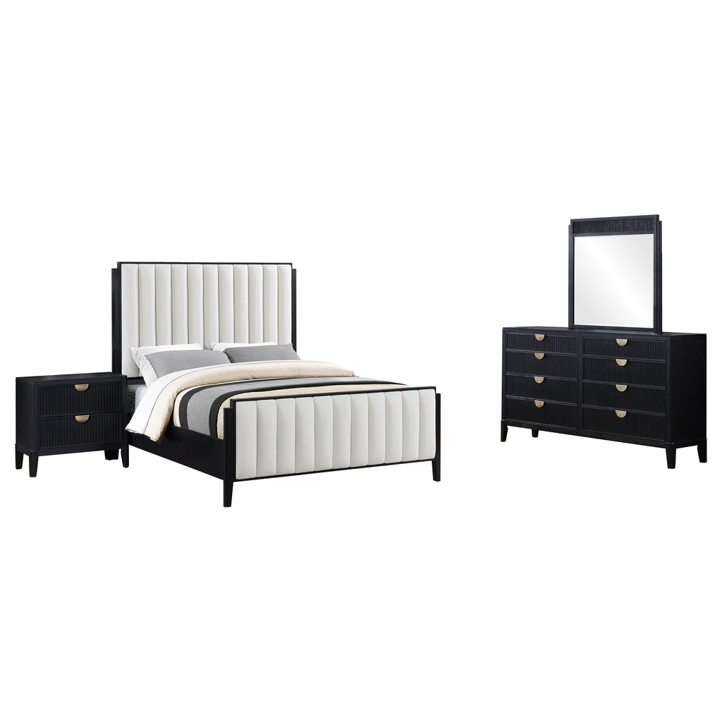 Brookmead 4-piece Upholstered Cal King Bedroom Set Black