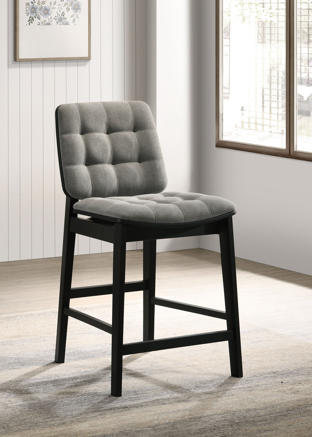 Redbridge Upholstered Counter Chair Grey and Black (Set of 2)