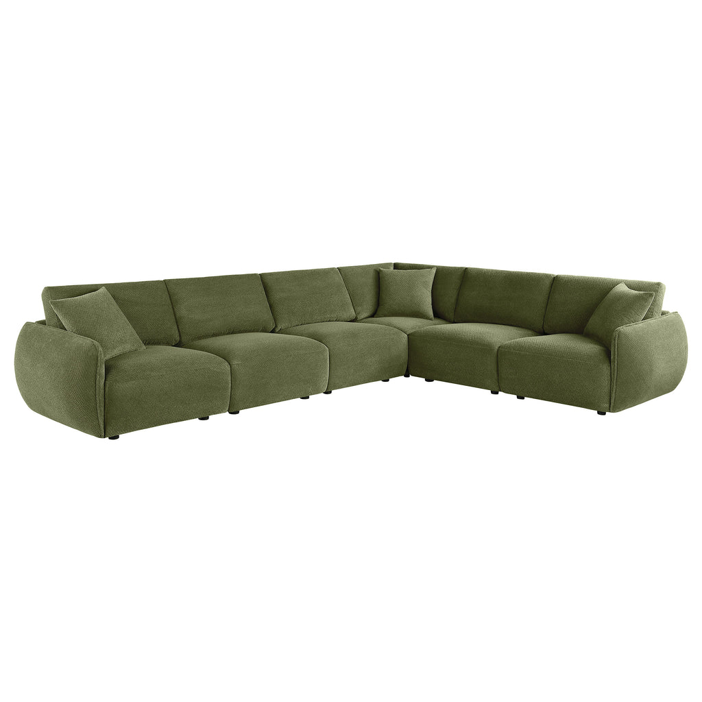 Elysia 6-piece Fabric Upholstered Modular Sectional Sofa Green