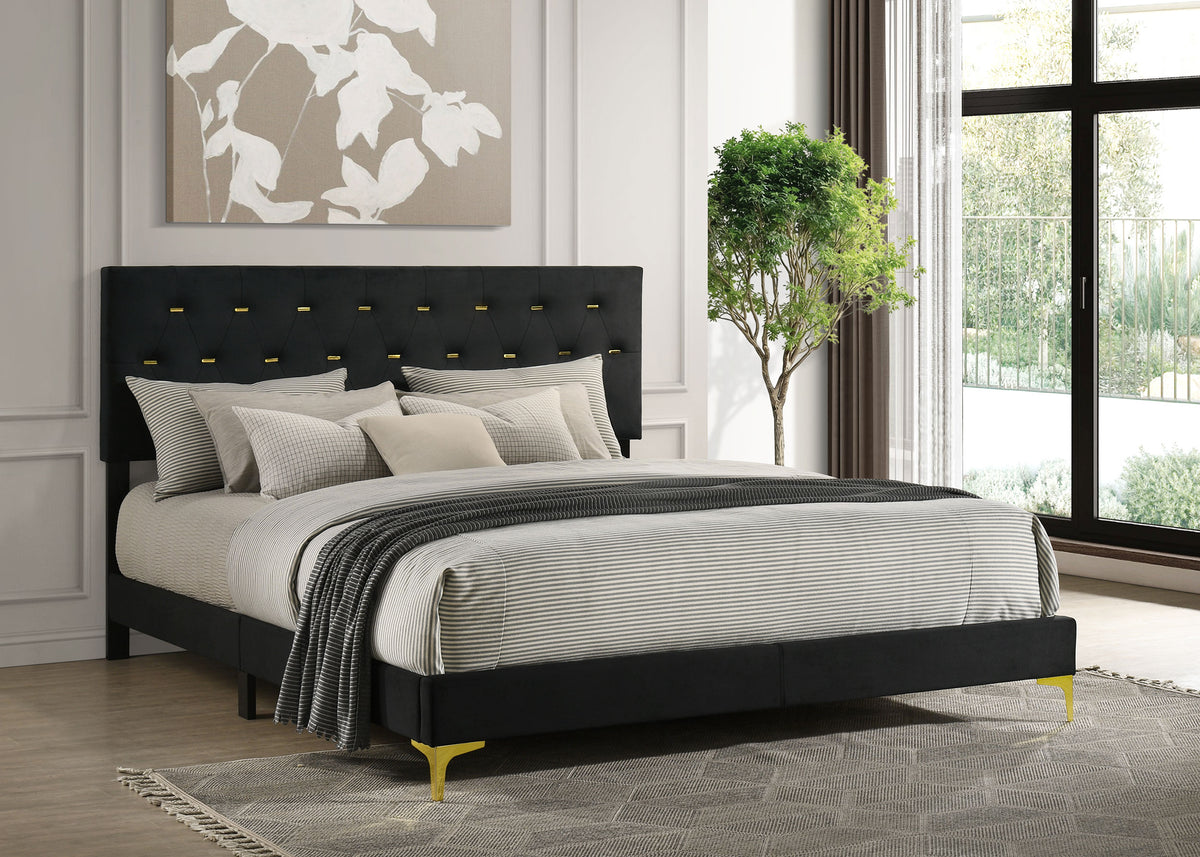 Kendall Upholstered California King Panel Bed Black