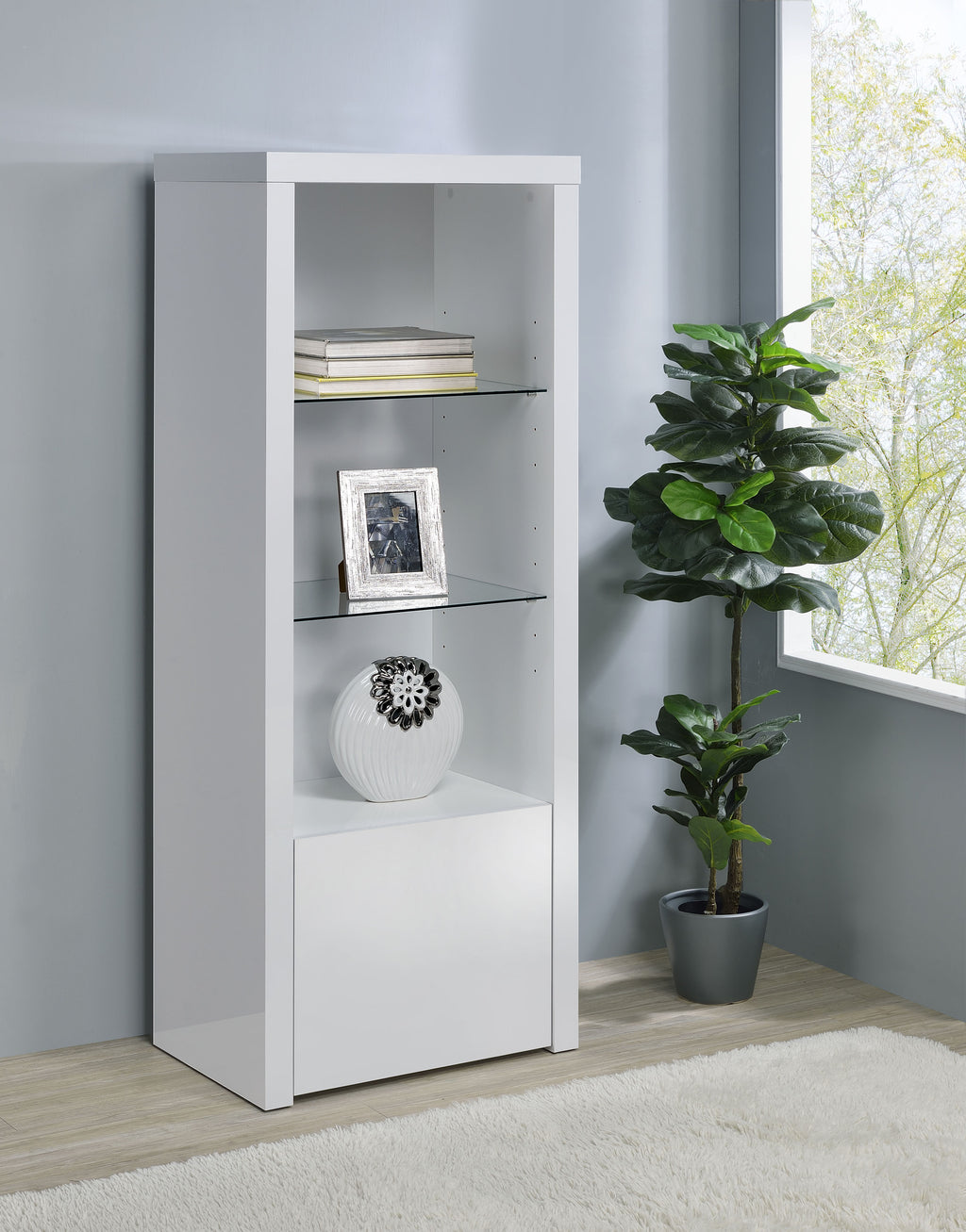 Jude 3-shelf Engineered Wood Media Tower High Gloss White