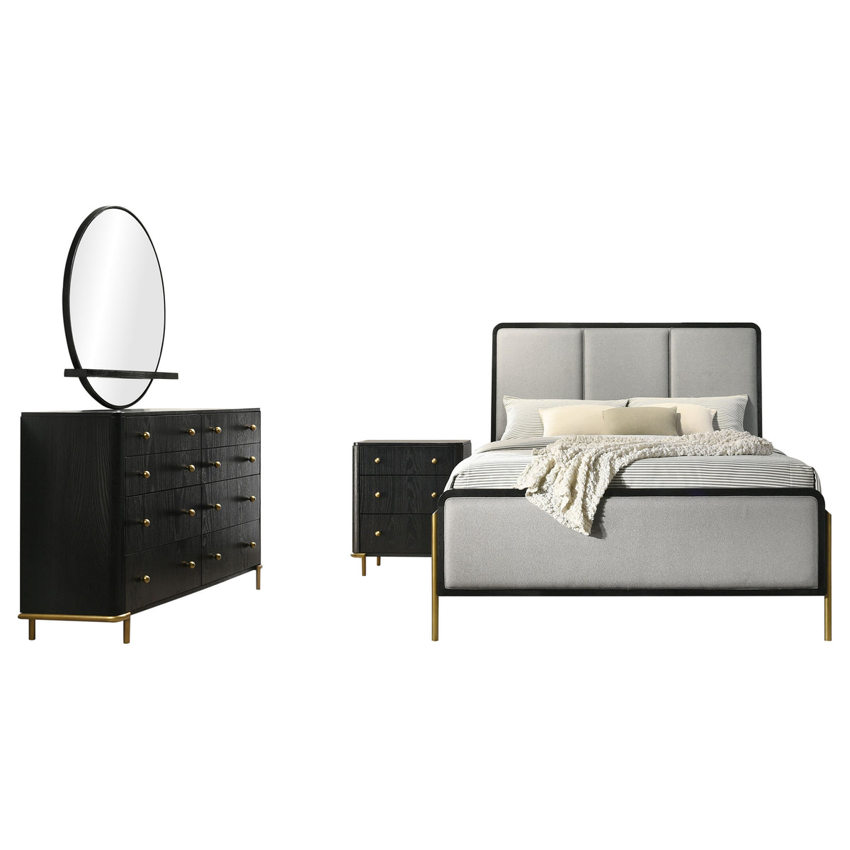 Arini 4-piece Eastern King Bedroom Set Black and Grey