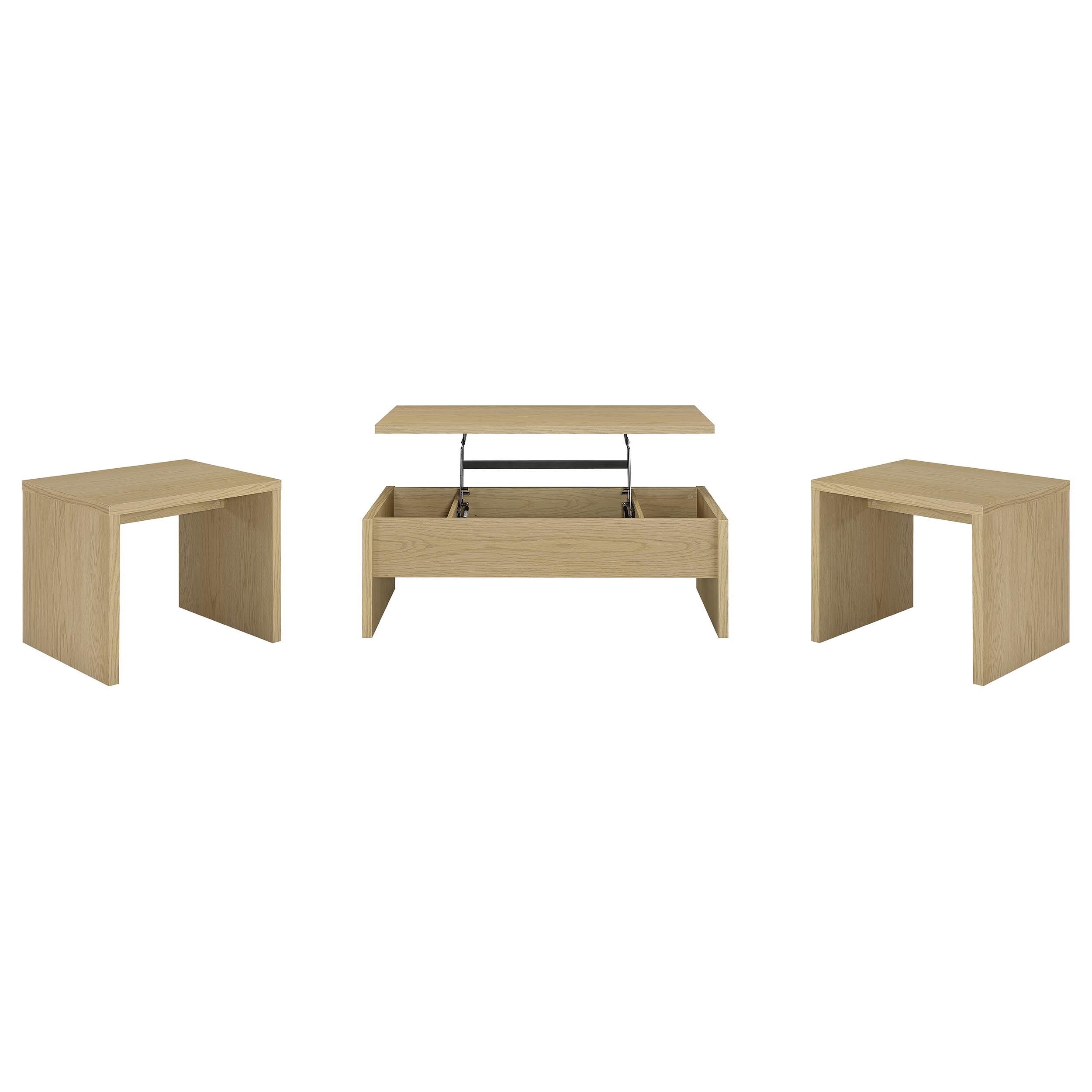 Canoga 3-piece Lift Top Cocktail Coffee Table Set Light Oak