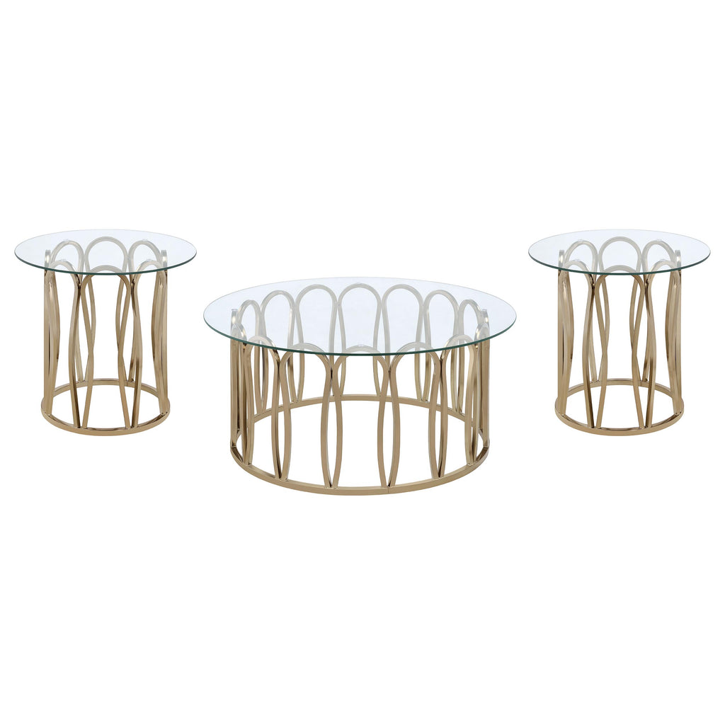 Monett 3-piece Coffee and End Table Set Chocolate Chrome