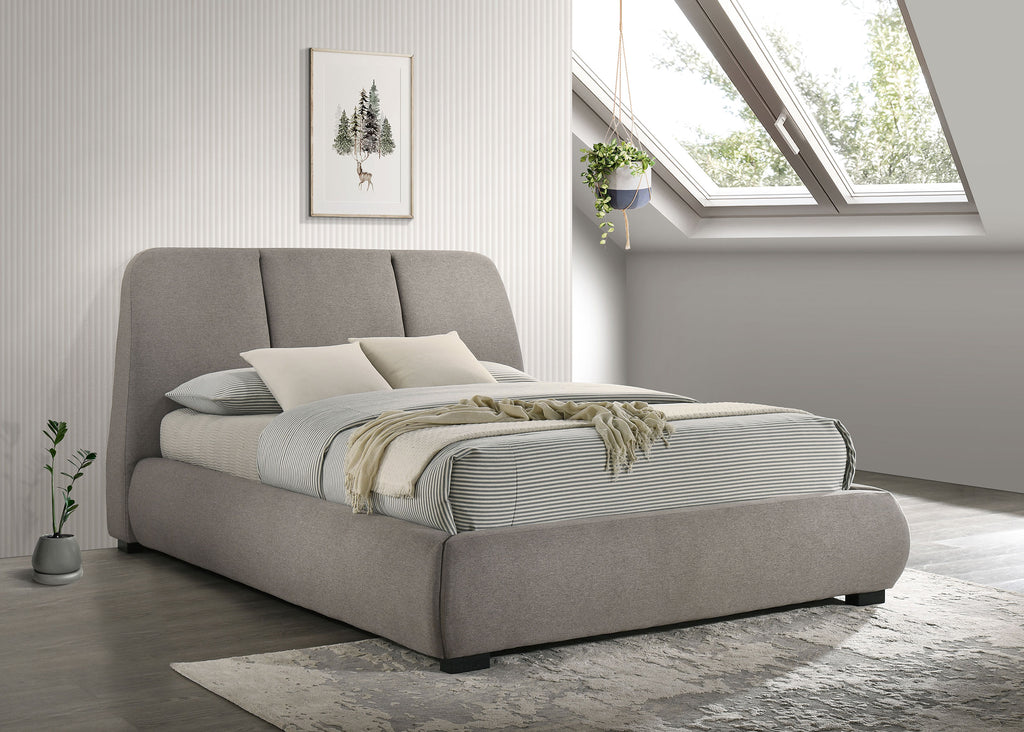Mokena 46-inch Upholstered Queen Platform Bed Taupe