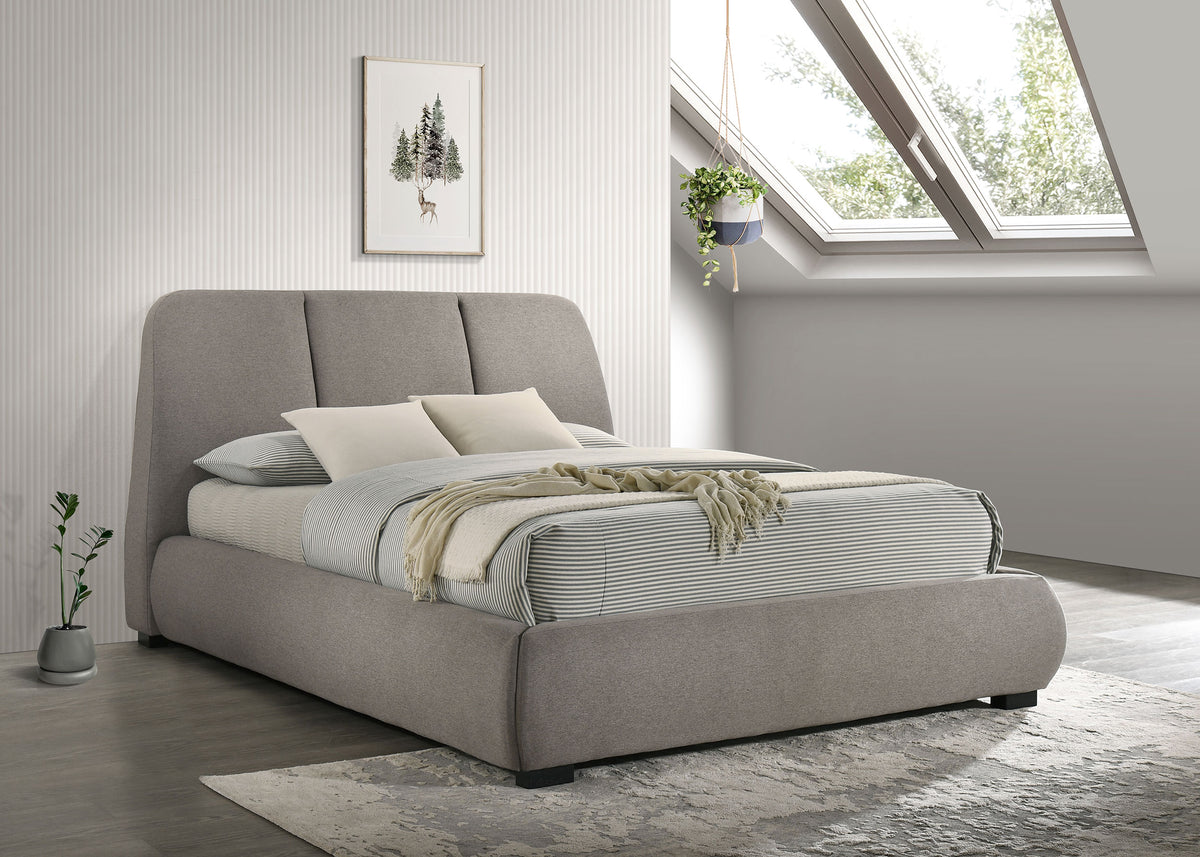Mokena 46-inch Upholstered Queen Platform Bed Taupe