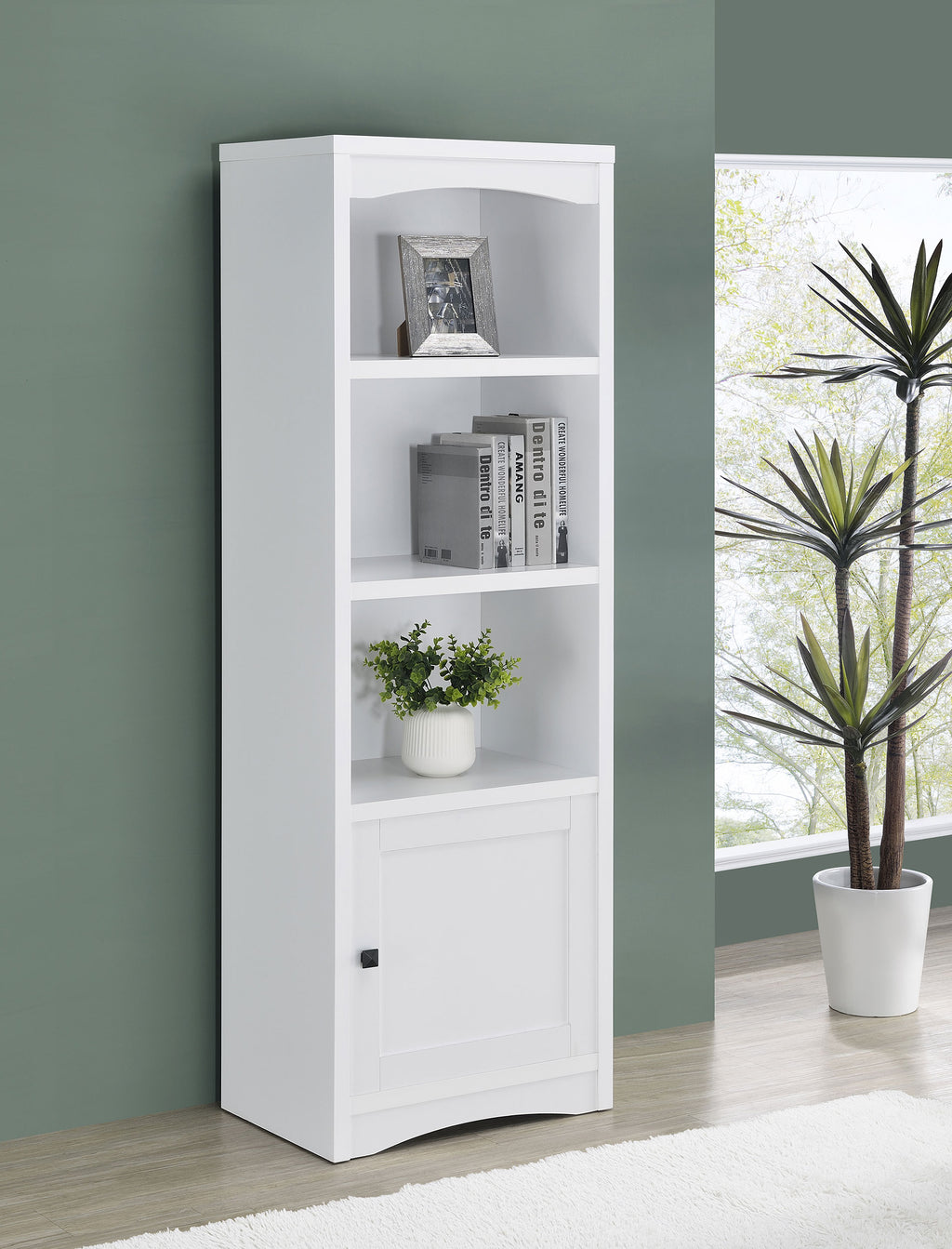 Laughlin 4-shelf Engineered Wood Media Tower White