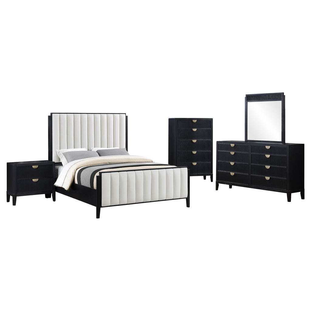 Brookmead 5-piece Upholstered Cal King Bedroom Set Black