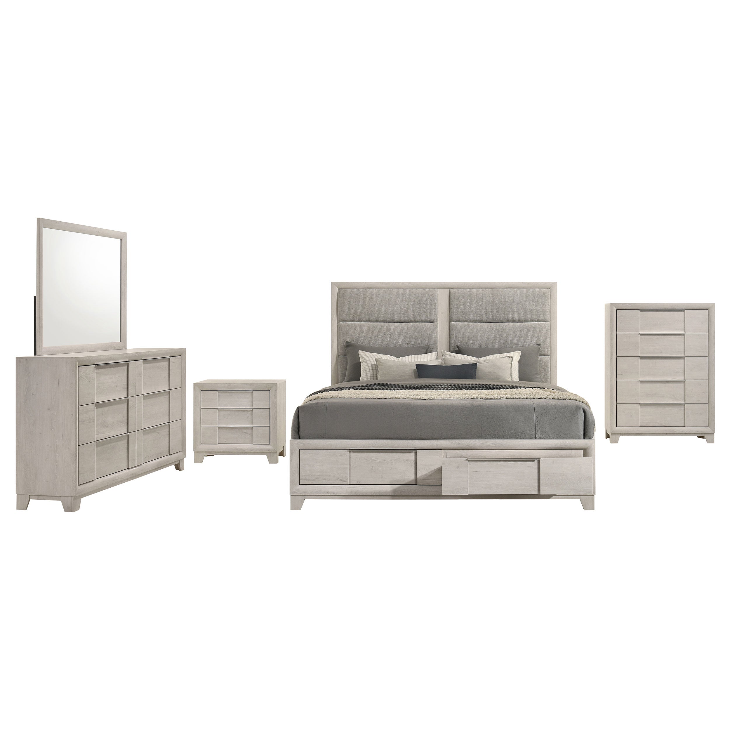 Farre 5-piece Eastern King Bedroom Set Washed Grey