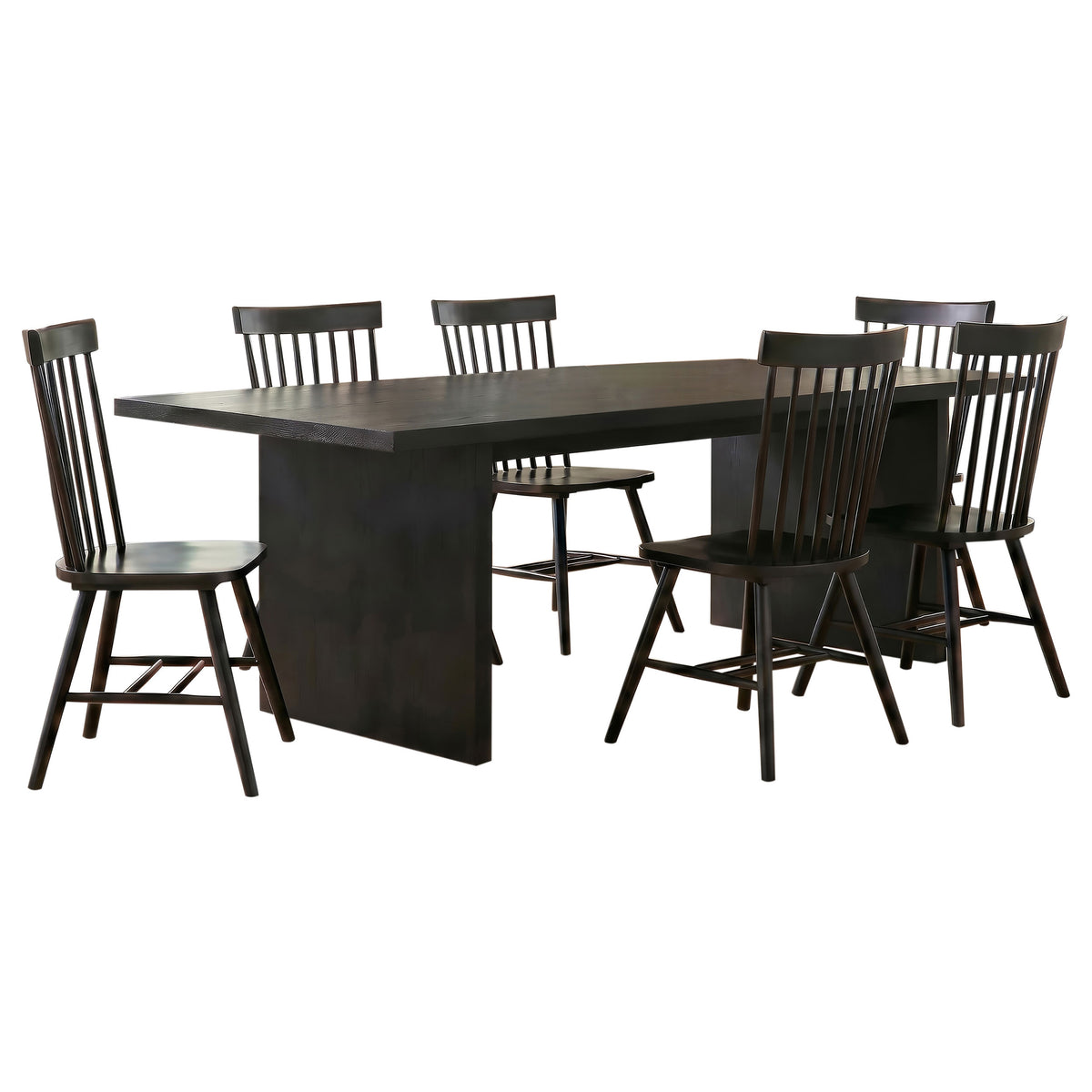 Decker 7-piece 82-inch Rectangular Dining Set Black