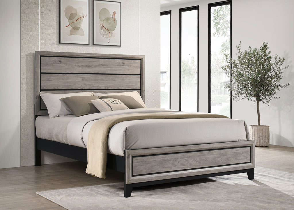 Valen Wood Queen Panel Bed Light Taupe