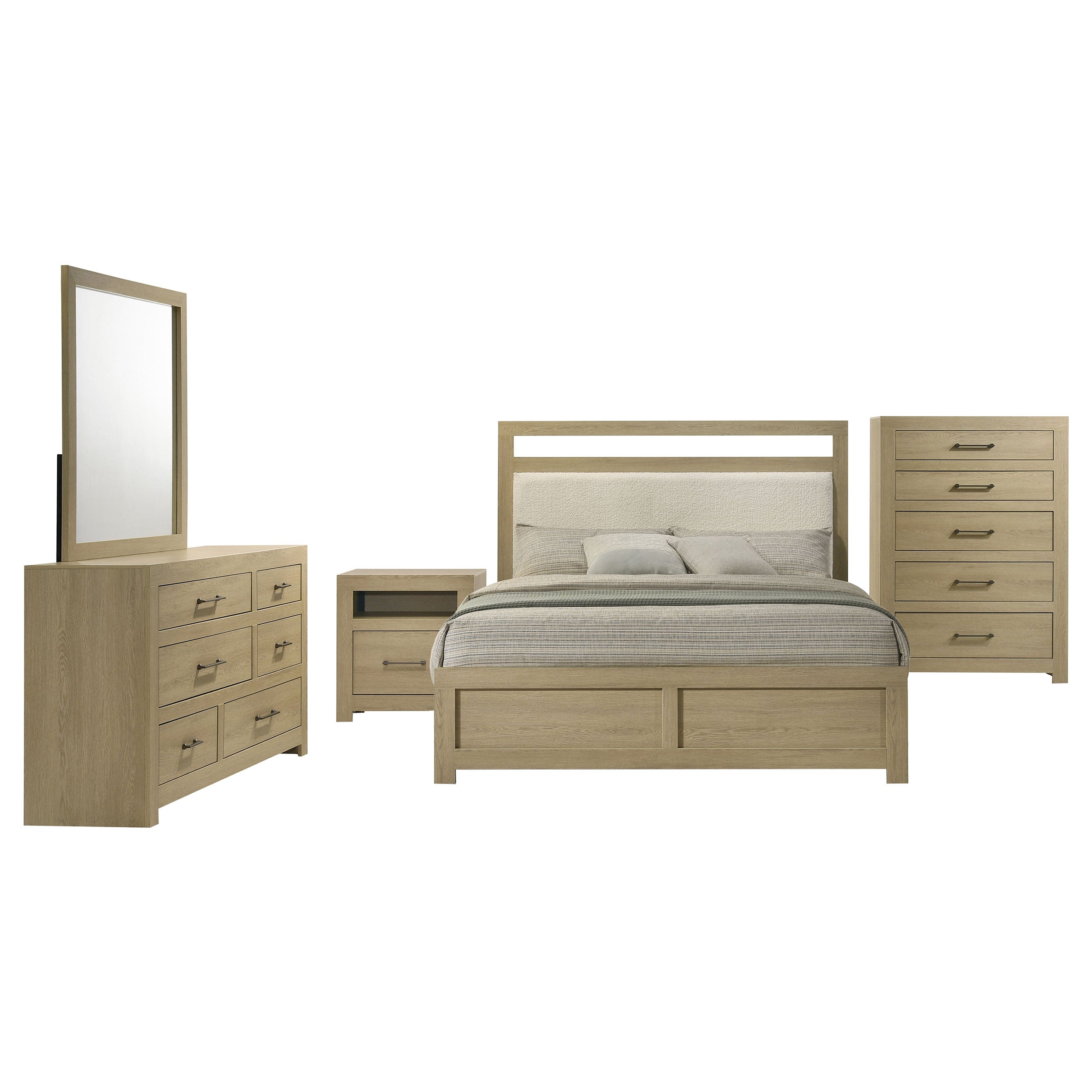 Hendricks 5-piece Eastern King Bedroom Set Light Oak