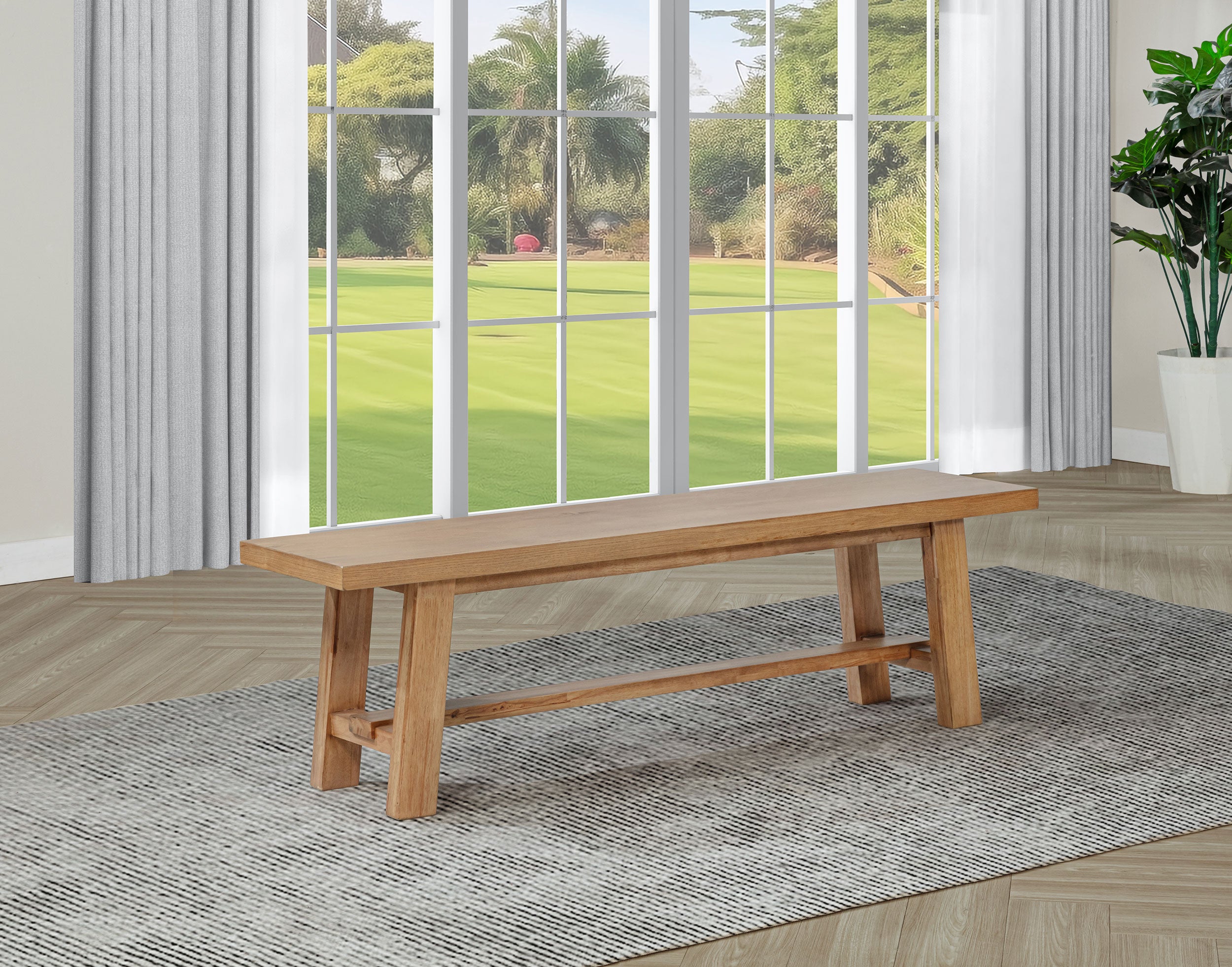 Middleton 60-inch Wood Backless Dining Bench Natural Brown