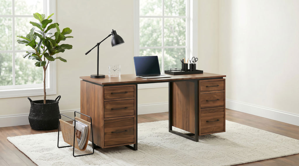 Berhalter 6-Drawer Double Pedestal File Computer Desk