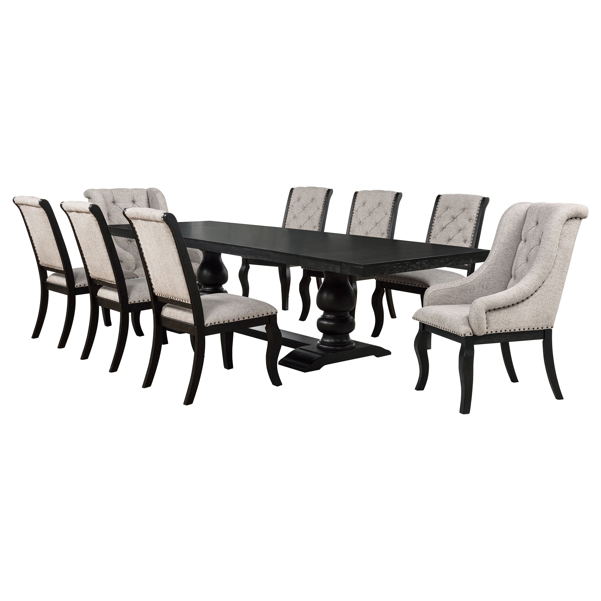 Phelps 9-piece Rectangular Dining Table Set Distressed Noir