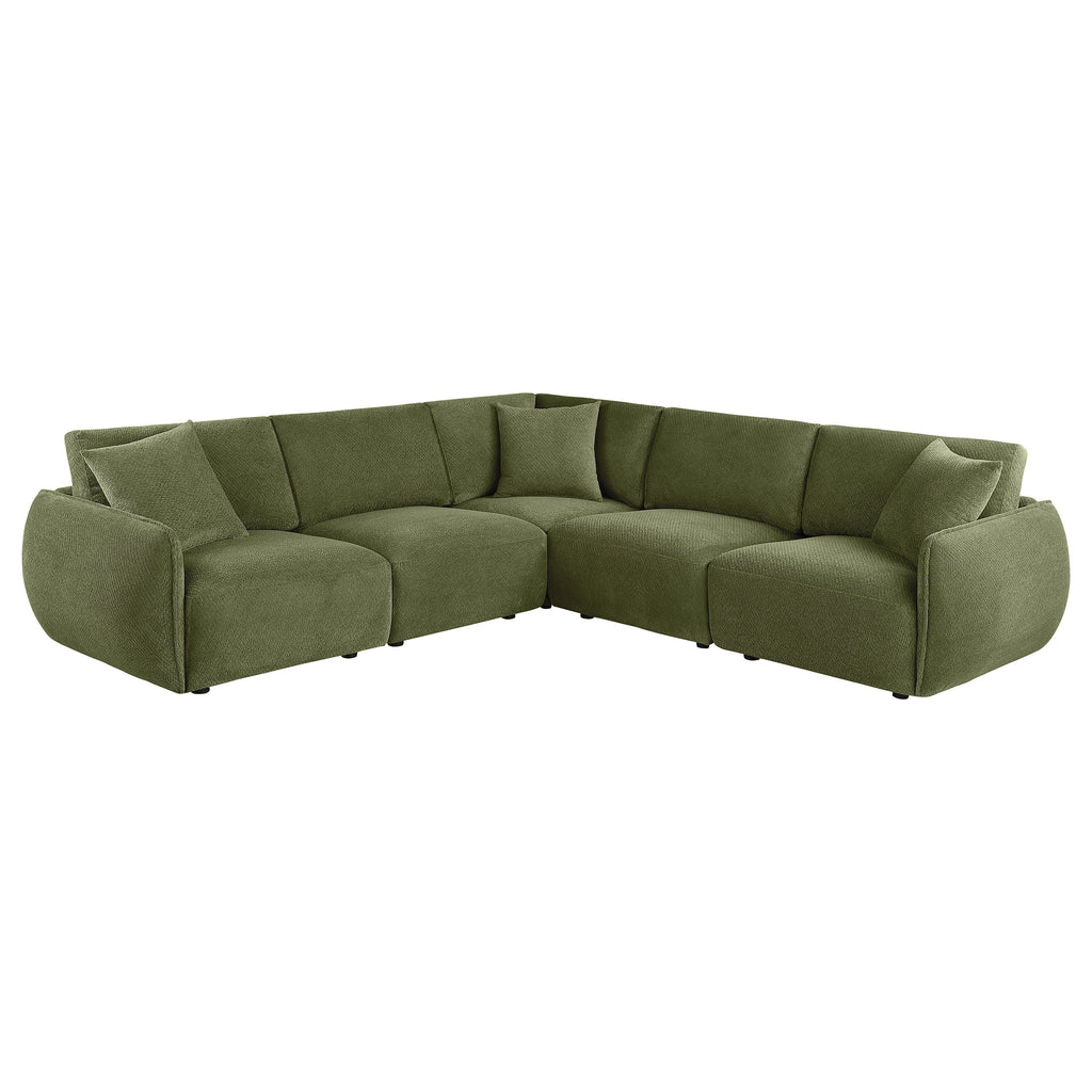 Elysia 5-piece Fabric Upholstered Modular Sectional Sofa Green