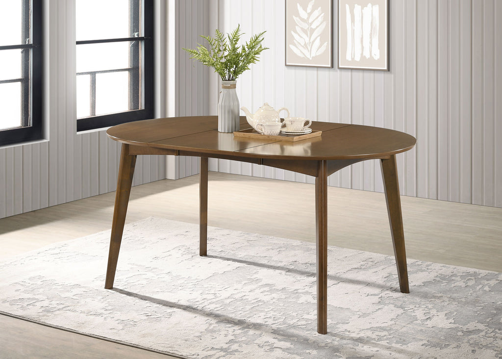 Jedda Oval 60-inch Extension Leaf Dining Table Dark Walnut
