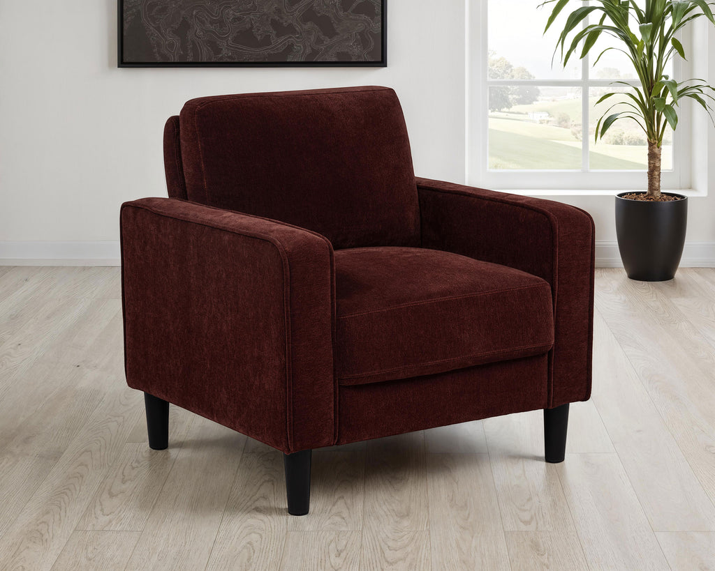 Ruth Fabric Upholstered Track Arm Accent Chair Rust Red